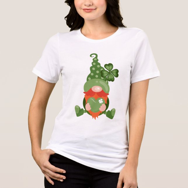 St. Patrick’s Day Lucky Gnome Tri-Blend Shirt (Front)