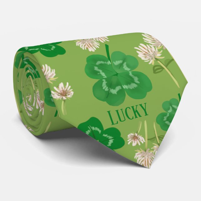 St Patrick’s Day lucky Green Clover Neck Tie (Rolled)