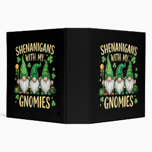 St Patrick’s Day Lucky Shamrock Gnome  3 Ring Binder