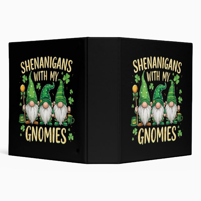 St Patrick’s Day Lucky Shamrock Gnome  3 Ring Binder (Background)