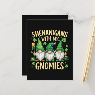 St Patrick’s Day Lucky Shamrock Gnome Announcement Postcard