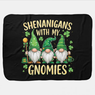 St Patrick’s Day Lucky Shamrock Gnome  Baby Blanket