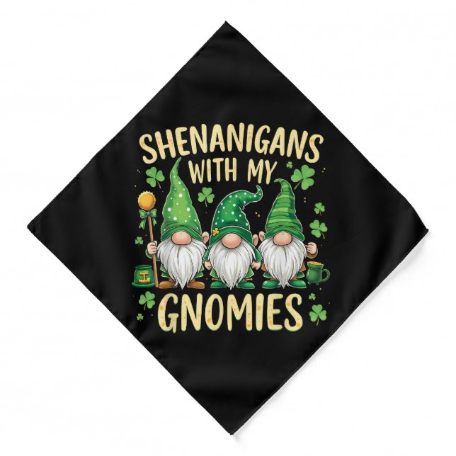 St Patrick’s Day Lucky Shamrock Gnome  Bandana (Front)