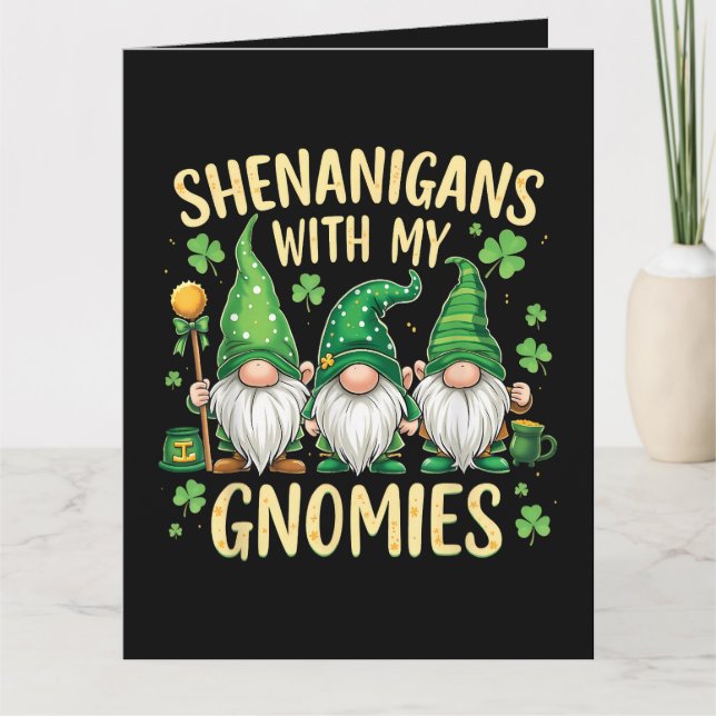 St Patrick’s Day Lucky Shamrock Gnome  Card (Front)