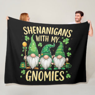 St Patrick’s Day Lucky Shamrock Gnome Fleece Blanket