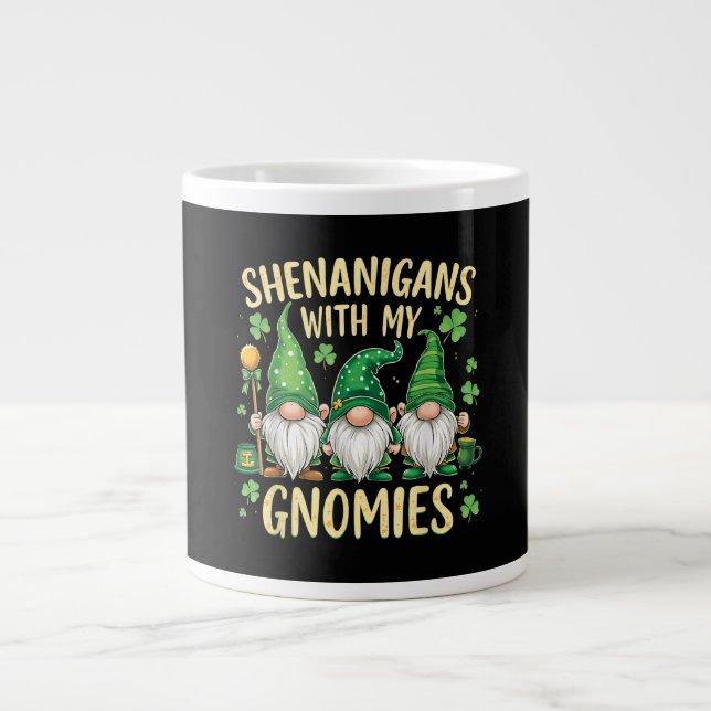 St Patrick’s Day Lucky Shamrock Gnome  Giant Coffee Mug (Front)