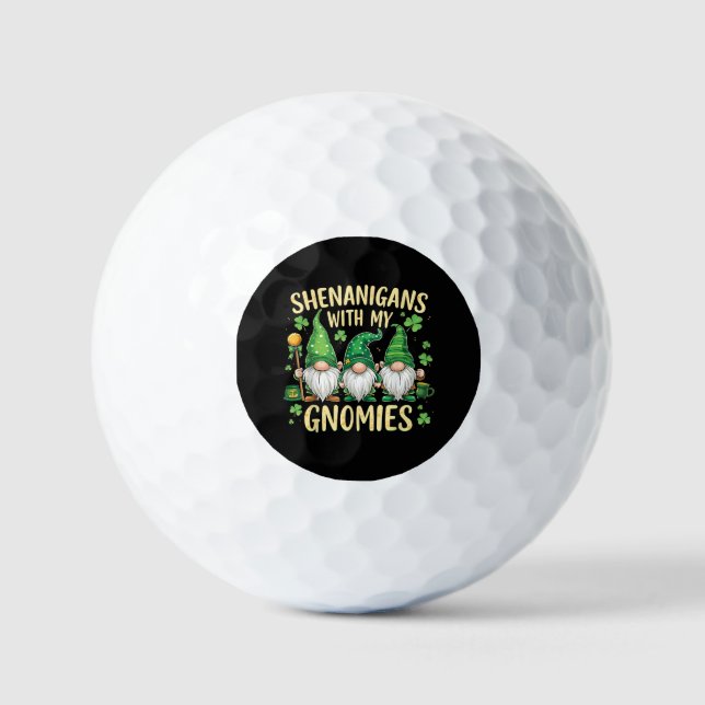 St Patrick’s Day Lucky Shamrock Gnome  Golf Balls (Front)