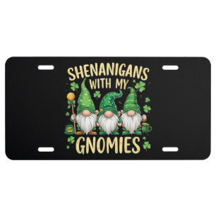St Patrick’s Day Lucky Shamrock Gnome License Plate