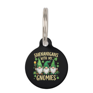 St Patrick’s Day Lucky Shamrock Gnome Pet ID Tag
