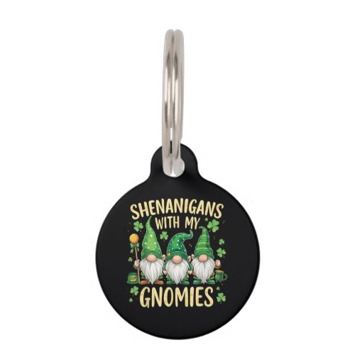 St Patrick’s Day Lucky Shamrock Gnome  Pet ID Tag