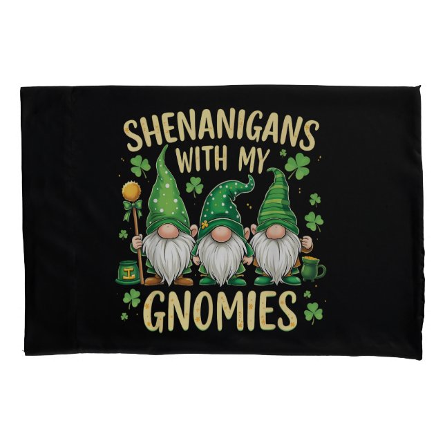 St Patrick’s Day Lucky Shamrock Gnome  Pillow Case (Front)