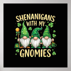 St Patrick’s Day Lucky Shamrock Gnome  Poster
