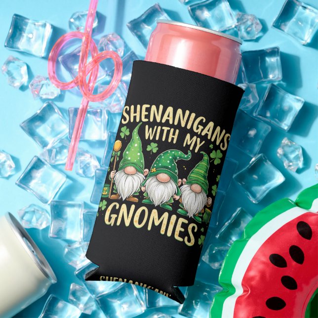 St Patrick’s Day Lucky Shamrock Gnome  Seltzer Can Cooler (In Situ Summer)