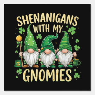 St Patrick’s Day Lucky Shamrock Gnome  Sign