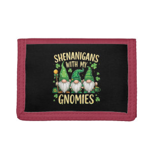 St Patrick’s Day Lucky Shamrock Gnome  Trifold Wallet