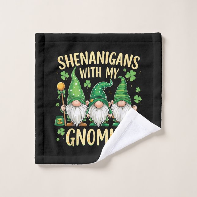 St Patrick’s Day Lucky Shamrock Gnome  Wash Cloth (Wash Cloth)