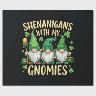 St Patrick’s Day Lucky Shamrock Gnome Wrapping Paper