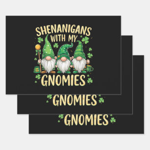 St Patrick’s Day Lucky Shamrock Gnome  Wrapping Paper Sheets