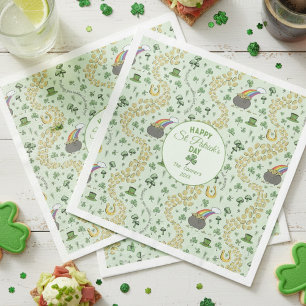 St. Patrick’s Day Lucky Shamrocks & Gold Coin Napkins