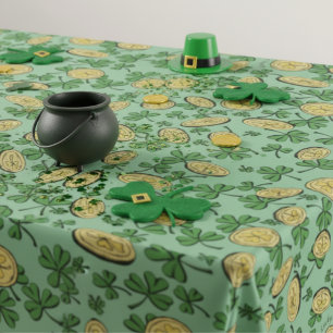 St. Patrick’s Day Lucky You Shamrocks & Gold Coins Tablecloth