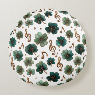 St. Patrick’s Day Musical Shamrock Round Pillow