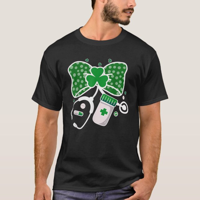 St Patrick s Day Nurse Coquette Bow Stethoscope Me T-Shirt (Front)