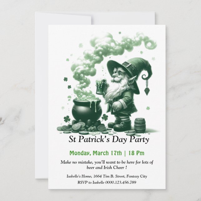 St. Patrick’s Day Party Invitation – Lots of Beer  (Front)