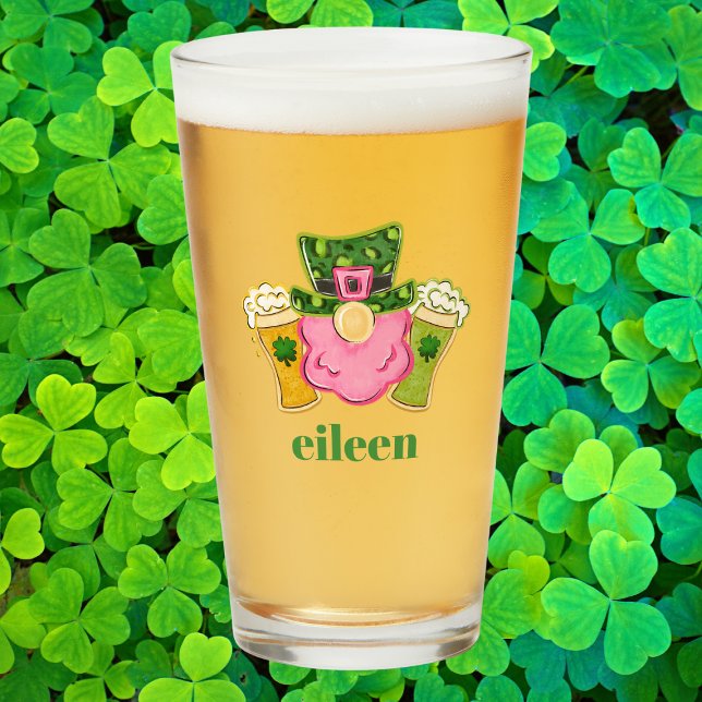 St. Patrick’s Day Pink Leprechaun Beer Custom Glass (Creator Uploaded)
