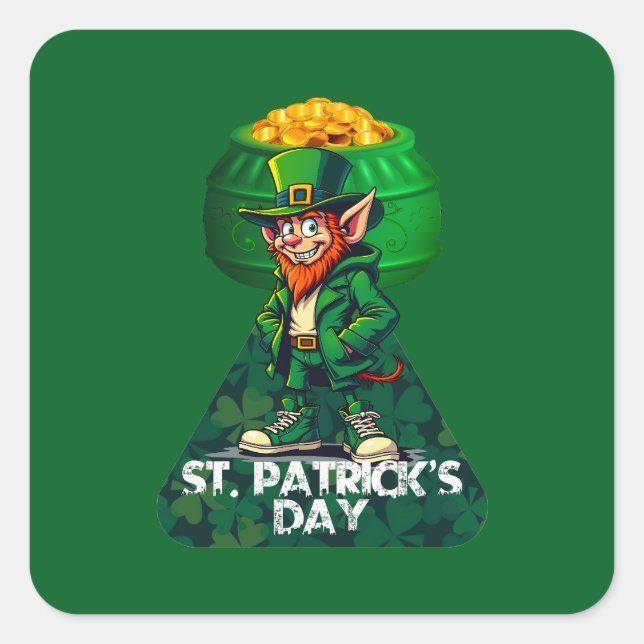 St Patrick’s Day Pot of Gold - Autocolante Square Sticker (Front)