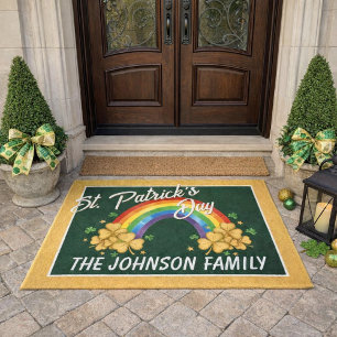 St. Patrick’s Day Rainbow and Shamrock Doormat