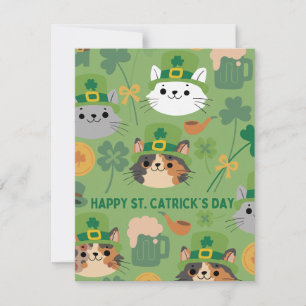 St Patrick’s Day Shamrock Cat Card