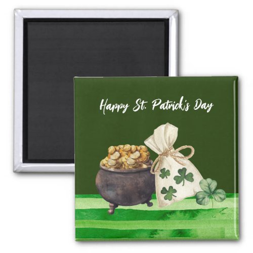 St Patrickâs Day Shamrock Clover and Pot   Magnet