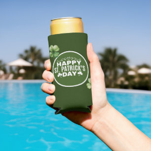 St. Patrick’s Day Shamrock Clover Green    Seltzer Can Cooler