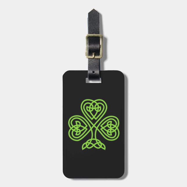 St. Patrick’s Day Shamrock Clover Luggage Tag (Front Vertical)