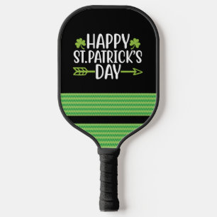 St. Patrick’s Day Shamrock Clover on green  Pickleball Paddle