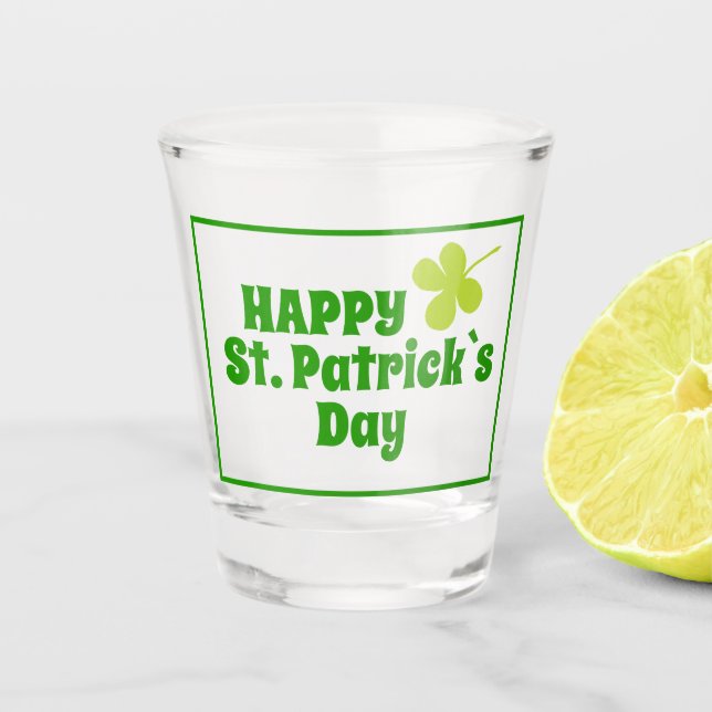 St Patrick`s day Shamrock Green Beer Shot Glass (Front)