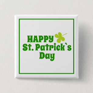 St Patrick`s day Shamrock Green Button