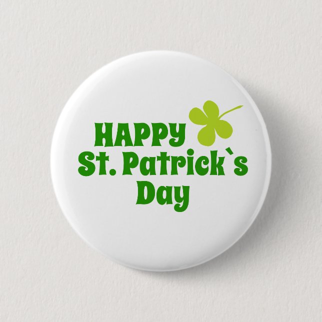 St Patrick`s day Shamrock Green Button (Front)