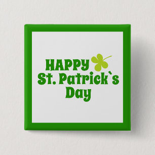 St Patrick`s day Shamrock Green Button