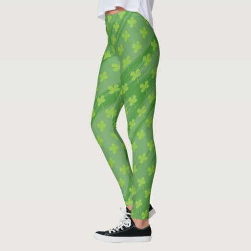 St Patricks Day Shamrock Green Pattern Leggings