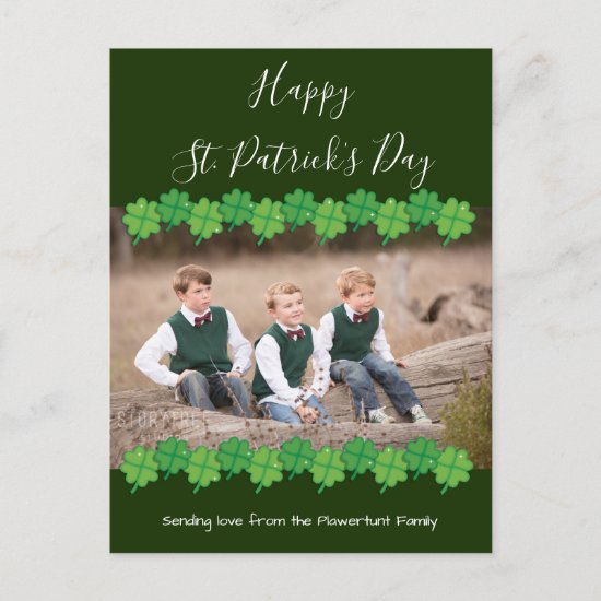 St. Patrick’s Day Shamrock Green Photo Holiday Postcard