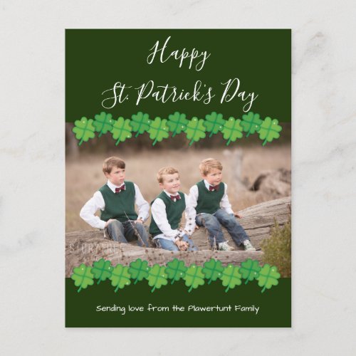 St Patrickâs Day Shamrock Green Photo Holiday Postcard