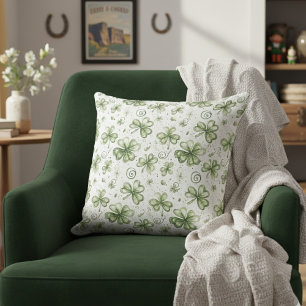 St. Patrick’s Day Shamrock Pattern Throw Pillow