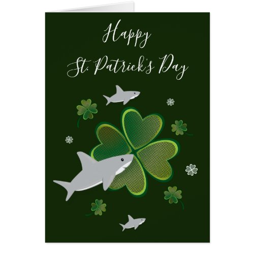 St Patrickâs Day Shamrock Shark Green Card