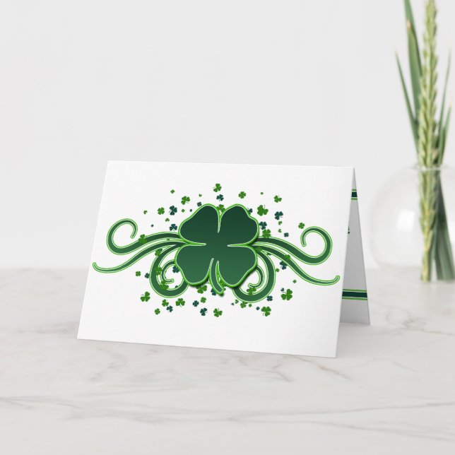 St. Patrick’s Day Shamrock Swirls Greeting Card (Front)