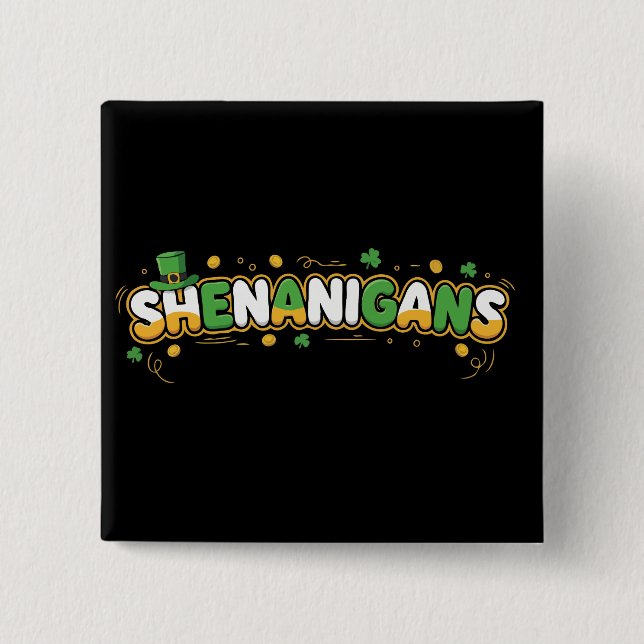  St. Patrick’s Day Shenanigans Leprechaun Hat  Button (Front)