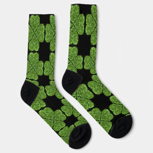 St Patricks day sparkle glitter green shamrocks Socks