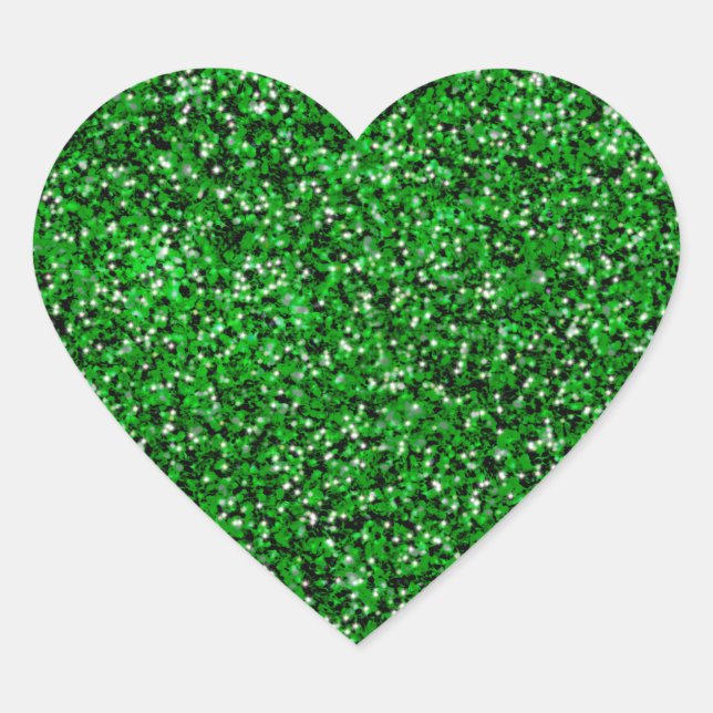St. Patrick’s day sparkle glitter kelly green  Heart Sticker (Front)