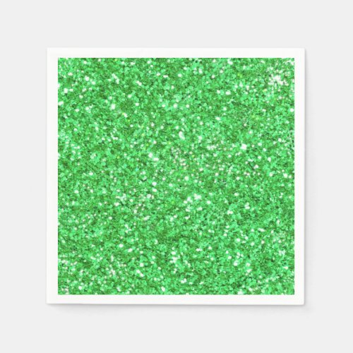 St Patricks day sparkle glitter Kelly green    Napkins
