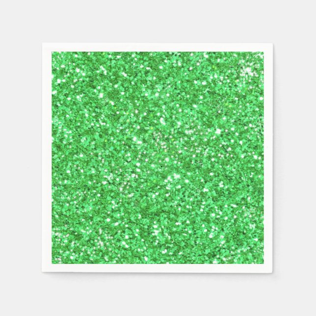 St. Patrick’s day sparkle glitter Kelly green    Napkins (Front)